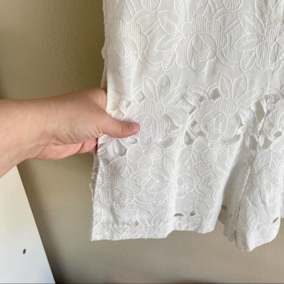 NWT Line + Dot White Floral Lace Silk Embroidered Romper Shorts Onepiece Crochet - Picture 3 of 5